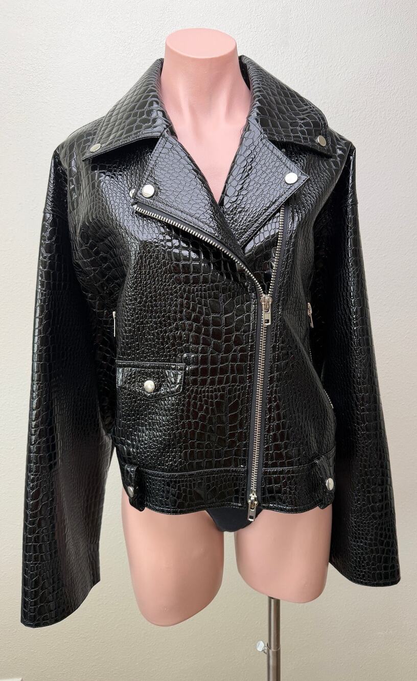 Stand Studio Imani Womens US 8 Black Croc Moto Jacket